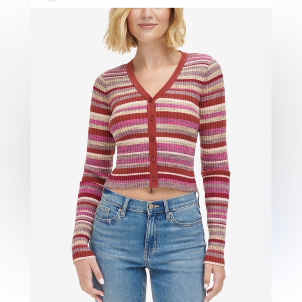 Calvin Klein Jeans
Women's Spacedye Stripe V-Neck Cardigan